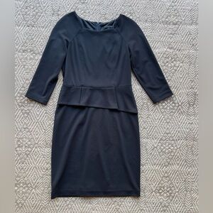 David Meister Black Three Quarter Length Sleeve Peplum Little Black Dress Size 6